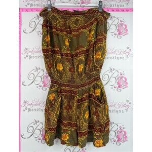 Spooy jeans romper Olive & Mustard Strapless Boho Dress with Elephant Print